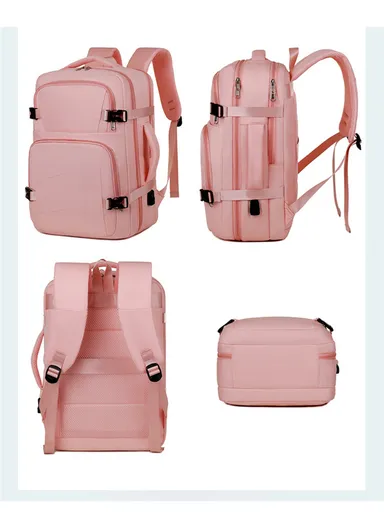 17-inch Laptop Waterproof Backpack With USB Charging Port For Travel &amp; School (W30 x D17 x H45) cm - OffWhite