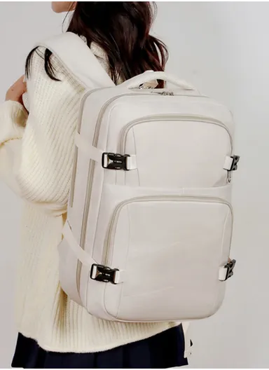 17-inch Laptop Waterproof Backpack With USB Charging Port For Travel &amp; School (W30 x D17 x H45) cm - OffWhite