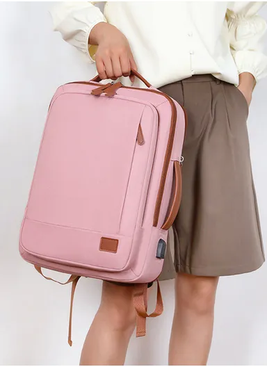 15.6" Laptop Backpack Multi-Functional Travel Bag with USB Charging Port, Multi-Compartment, Lightweight &amp; Comfortable Design 8103 - Pink