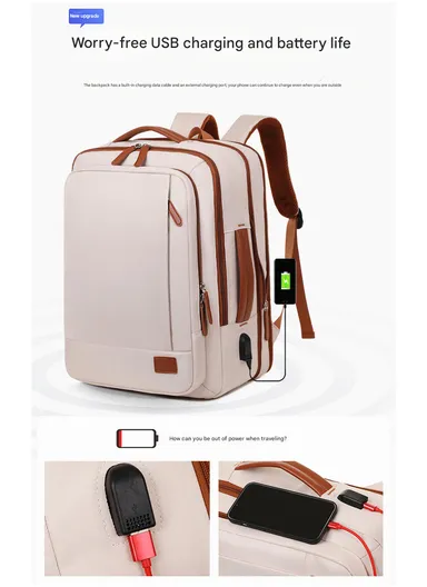 15.6" Laptop Backpack Multi-Functional Travel Bag with USB Charging Port, Multi-Compartment, Lightweight &amp; Comfortable Design 8103 - Pink