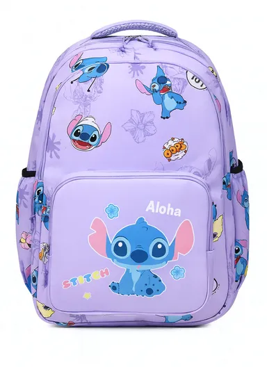 Large Capacity Stitch Kids School Backpack with Padded Straps 3639 - Purple