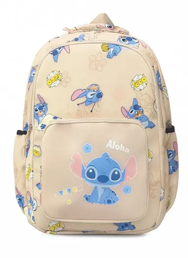 Large Capacity Stitch Kids School Backpack with Padded Straps 3639 - Beige