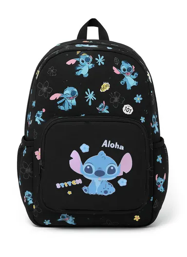 Large Capacity Stitch Kids School Backpack with Padded Straps 3639 - Black