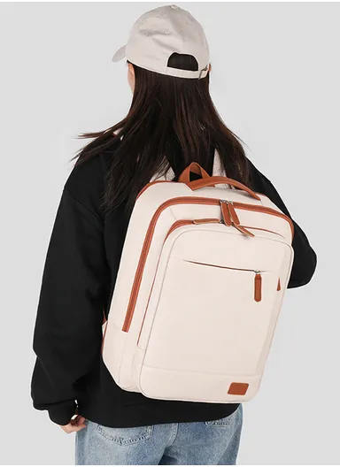 17-inch Laptop Backpack Multi-pocket With USB Charging Port (W30 x D10 x H41) cm - Pink