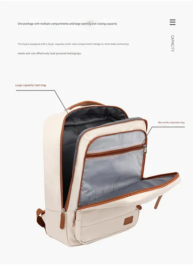 17-inch Laptop Backpack Multi-pocket With USB Charging Port (W30 x D10 x H41) cm - Pink