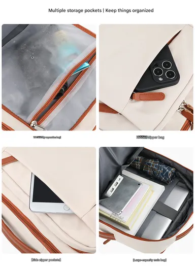 17-inch Laptop Backpack Multi-pocket With USB Charging Port (W30 x D10 x H41) cm - Pink