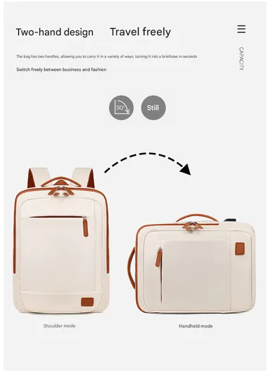 17-inch Laptop Backpack Multi-pocket With USB Charging Port (W30 x D10 x H41) cm - Pink