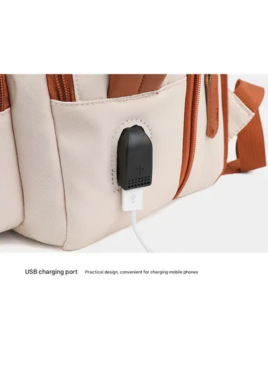 17-inch Laptop Backpack Multi-pocket With USB Charging Port (W30 x D10 x H41) cm - Pink