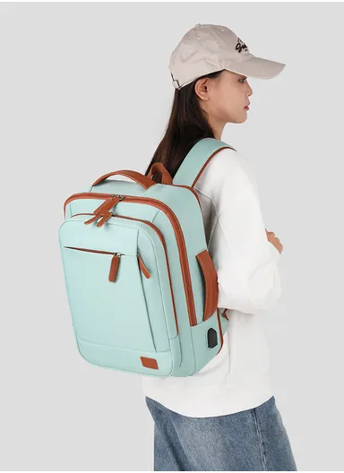 17-inch Laptop Backpack Multi-pocket With USB Charging Port (W30 x D10 x H41) cm - Blue