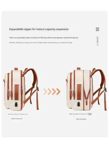 17-inch Laptop Backpack Multi-pocket With USB Charging Port (W30 x D10 x H41) cm - Blue