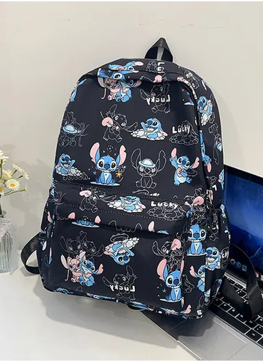 Water-Resistant Stitch Kids Backpack with Adjustable Straps For School &amp; Daily Use (W35 x D12 x H40)cm - Black