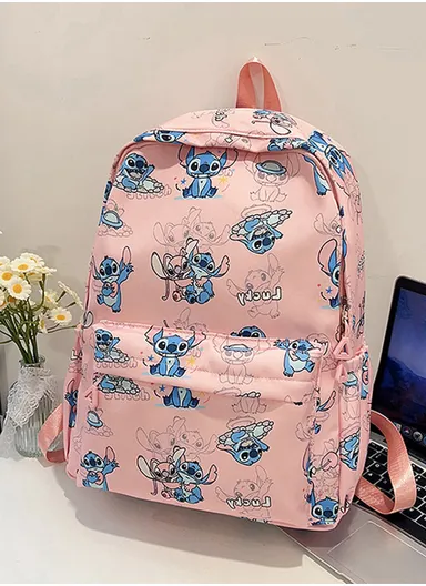 Water-Resistant Stitch Kids Backpack with Adjustable Straps For School &amp; Daily Use (W35 x D12 x H40)cm - Pink