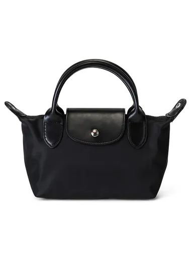 Chic Compact Handbag with PU Top Handle &amp; Removable Shoulder Strap 666 - Black