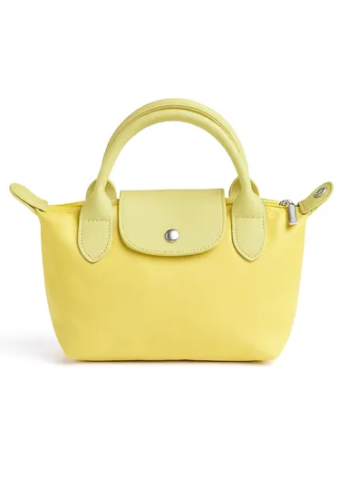 Chic Compact Handbag with PU Top Handle &amp; Removable Shoulder Strap 666 - Yellow