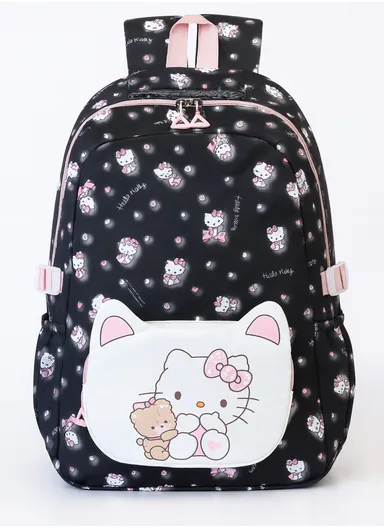 Water-Resistant Hello Kitty Kids Backpack with Adjustable Straps For School &amp; Daily Use (W33 x D15 x H45)cm - Black