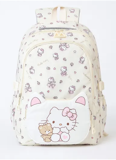 Water-Resistant Hello Kitty Kids Backpack with Adjustable Straps For School &amp; Daily Use (W33 x D15 x H45)cm - Beige