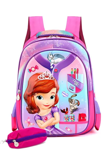 Sofia Kids School Backpack with Padded Straps, Zippered Pockets &amp; Pencil Case 8892- Style 9