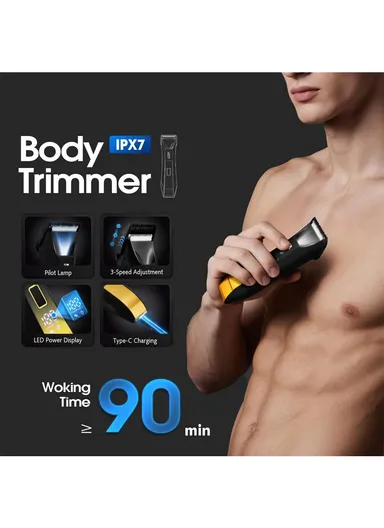 4-in-1 Men’s Grooming Kit with Hair Trimmer, Body Trimmer, Shaver &amp; Nose Trimmer 80174