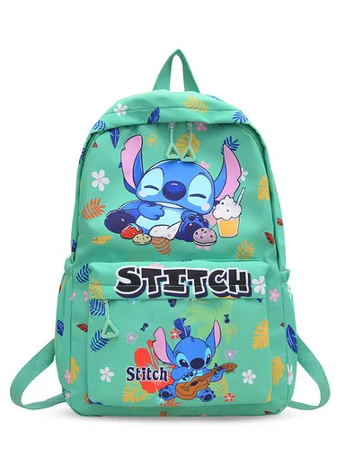 Lilo &amp; Stitch Kids School Backpack with Padded Straps &amp; Zippered Pockets 9025 - Green