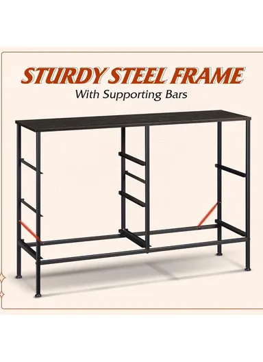 5-Drawer Fabric Storage Dresser, Closet Organizer Unit with Metal Frame &amp; Fabric Bins, Bedroom Hallway Storage (W100 x D30 x H69)cm - Black