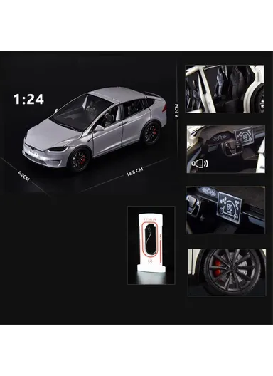 1:24 Simulation Tesla Model X Alloy Car Model Children Boy Toy Car - Silver