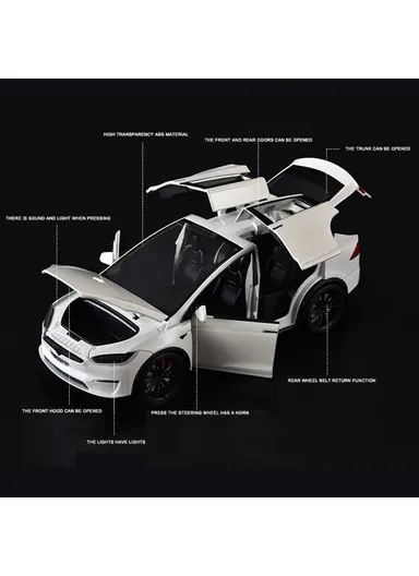 1:24 Simulation Tesla Model X Alloy Car Model Children Boy Toy Car - Silver
