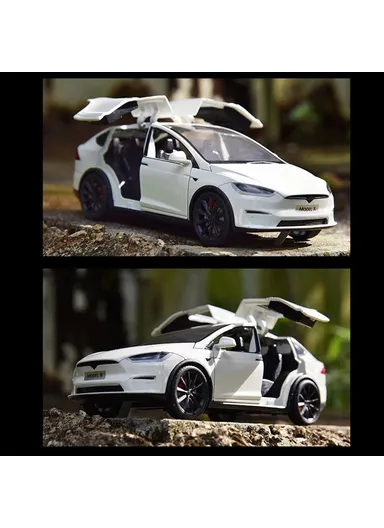 1:24 Simulation Tesla Model X Alloy Car Model Children Boy Toy Car - Silver