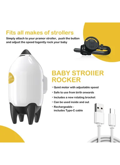 Portable Baby Stroller Rocker Rechargeable Adjustable Speed Infant Sleep Soother Device