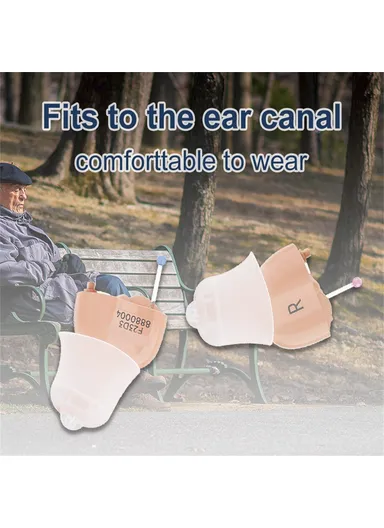 Invisible CIC Hearing Amplifier 16 Channels Noise Reduction Wireless Hearing Aid for Elderly Deaf, Single Ear F23D3 - Left Ear