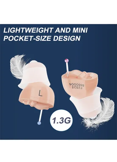 Invisible CIC Hearing Amplifier 16 Channels Noise Reduction Wireless Hearing Aid for Elderly Deaf, Single Ear F23D3 - Left Ear