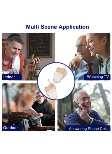 Invisible CIC Hearing Amplifier 16 Channels Noise Reduction Wireless Hearing Aid for Elderly Deaf, Single Ear F23D3 - Left Ear