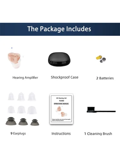 Invisible CIC Hearing Amplifier 16 Channels Noise Reduction Wireless Hearing Aid for Elderly Deaf, Single Ear F23D3 - Left Ear