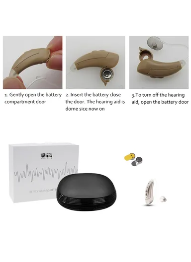Left Ear Elderly 6-Channel Sound Amplifier Digital Hearing Aid Headset for Elderly, Seniors, Adults S601 - Pearl Grey