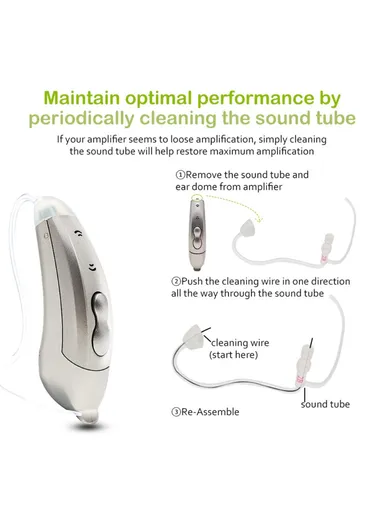 Left Ear Elderly 6-Channel Sound Amplifier Digital Hearing Aid Headset for Elderly, Seniors, Adults S601 - Pearl Grey