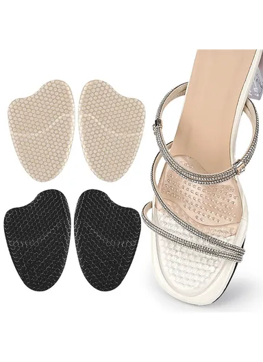 1 Pair Forefoot Cushion Universal Size Gel Silicone Honeycomb Anti-slip Forefoot Pad - Black