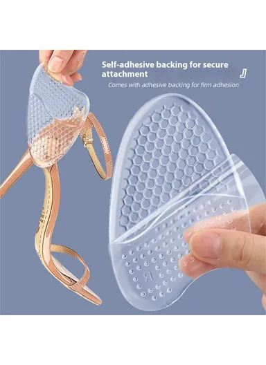 1 Pair Forefoot Cushion Universal Size Gel Silicone Honeycomb Anti-slip Forefoot Pad - Transparent