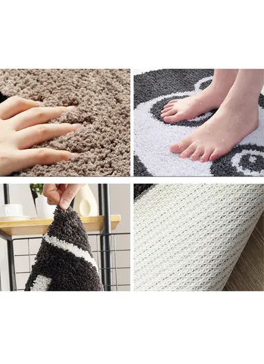 Water Absorption Anti-slip Flocking Carpet Household Bathroom Floor Mat (L45 x W65)cm - Cats