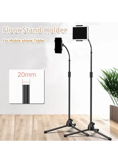 Universal Tablet Holder Floor Stand 3.5-10.5 inch Mobile Phone Tablet 360° Rotating Retractable Metal Tripod