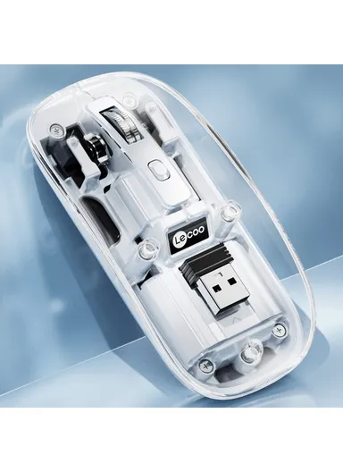 LECOO 2.4G Wireless Mouse Transparent Home Office Computer Laptop Mice WS215- White