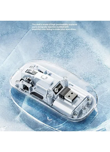 LECOO 2.4G Wireless Mouse Transparent Home Office Computer Laptop Mice WS215- White
