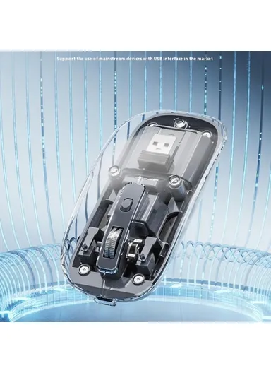 LECOO 2.4G Wireless Mouse Transparent Home Office Computer Laptop Mice WS215- White