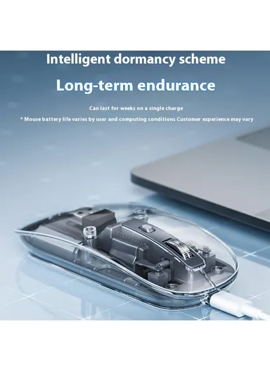 LECOO 2.4G Wireless Mouse Transparent Home Office Computer Laptop Mice WS215- Pink