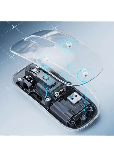 LECOO 2.4G Wireless Mouse Transparent Home Office Computer Laptop Mice WS215- Pink