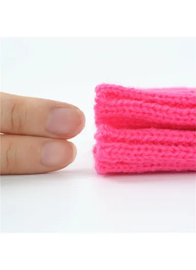 1 Pair 30cm Winter Fingerless Gloves Long Thermal Knitted Mittens Stretchy Arm Warmers - Rose