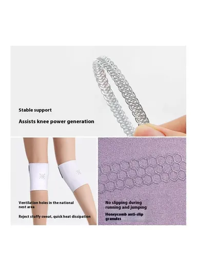 1 Pair Sports Knee Brace Fishbone Support Breathable Compression Knee Sleeve for Running Gym - Light Purple / S-M