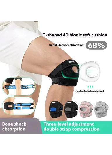 1Pc Professional Knee Brace for Running Jumping Rope Joint Support Patellar Strap Compression Wrap - Black &amp; Grey