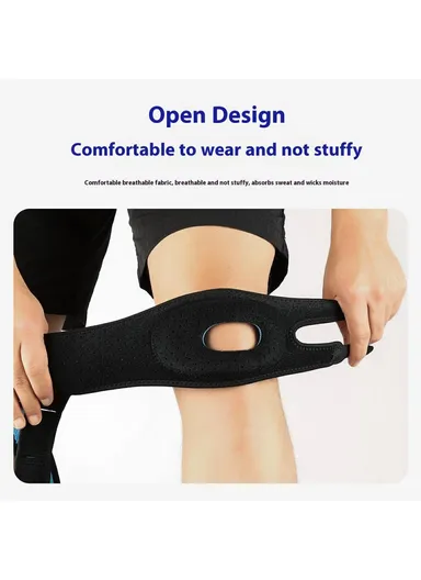1Pc Professional Knee Brace for Running Jumping Rope Joint Support Patellar Strap Compression Wrap - Black &amp; Grey