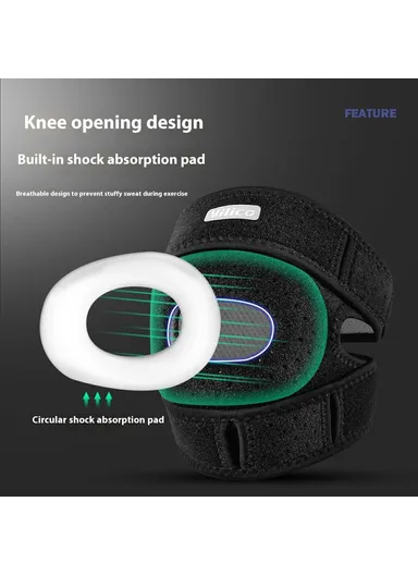 1Pc Professional Knee Brace for Running Jumping Rope Joint Support Patellar Strap Compression Wrap - Black &amp; Grey