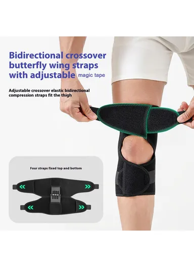 1Pc Knee Joint Support Brace Outdoor Hiking Sports Patella Protection Adjustable Compression Guard - Black