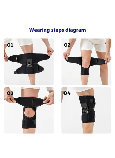 1Pc Knee Joint Support Brace Outdoor Hiking Sports Patella Protection Adjustable Compression Guard - Black